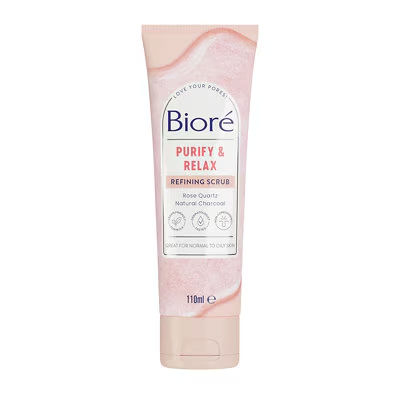 Biore Rose Quartz & Charcoal Gentle Pore Refining Scrub For Oily Skin 110ml